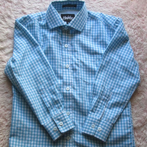 Blue Button down shirt, size 8. - Picture 1 of 4